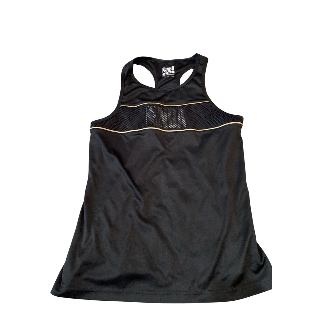 NBA Womens Racerback Athletic Tank Top Black Gold Mesh Logo Large